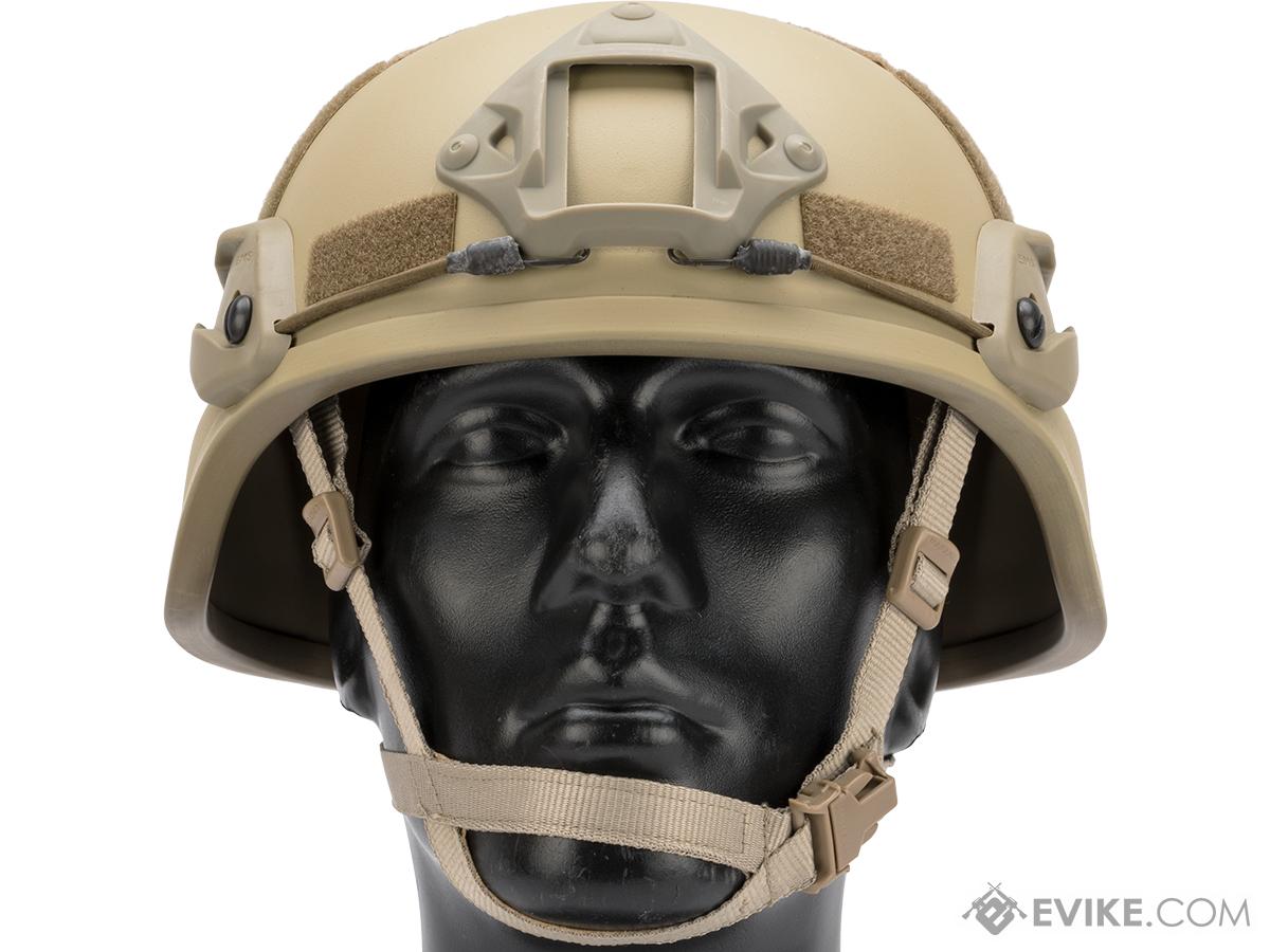 Emerson Mich Helmet With Nvg Mount Side Rail Color Tan