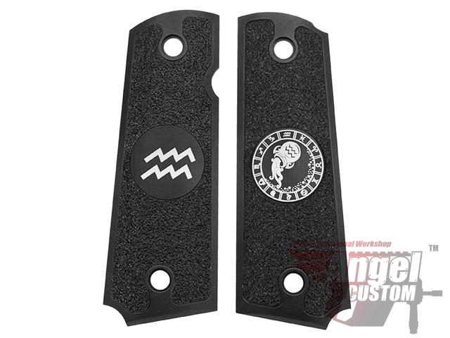 Angel Custom CNC Machined Tac-Glove Universal Grips for 1911 Series Pistols (Color: Black / Aquarius)