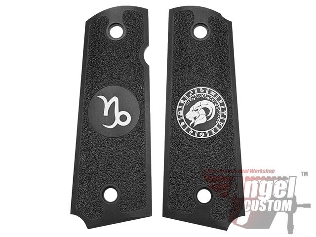 Angel Custom CNC Machined Tac-Glove Universal Grips for 1911 Series Pistols (Color: Black / Capricorn)