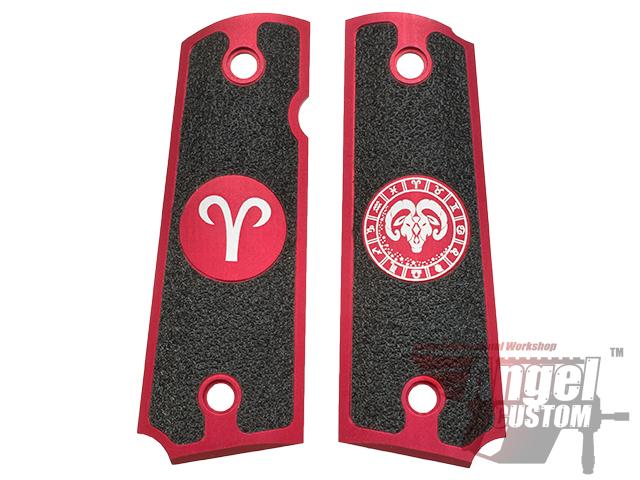 Angel Custom CNC Machined Tac-Glove Zodiac Grips for 1911 Series Airsoft Pistols - Red (Sign: Aries)