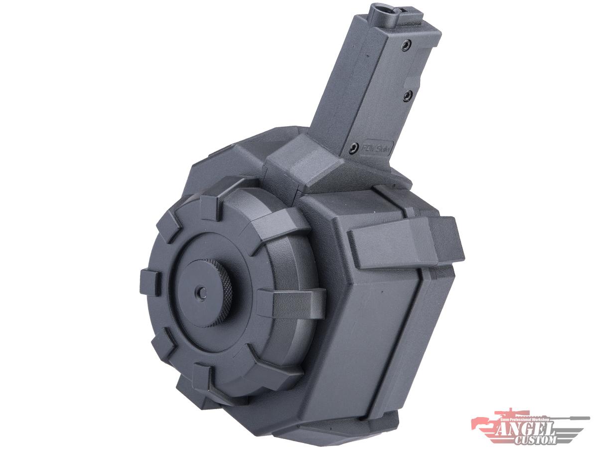 Pre-Order ETA April 2025 Angel Custom 2000 Round BLOK Thunderstorm Airsoft AEG Drum Flashmag (Color: Black / MP5 Adapter)