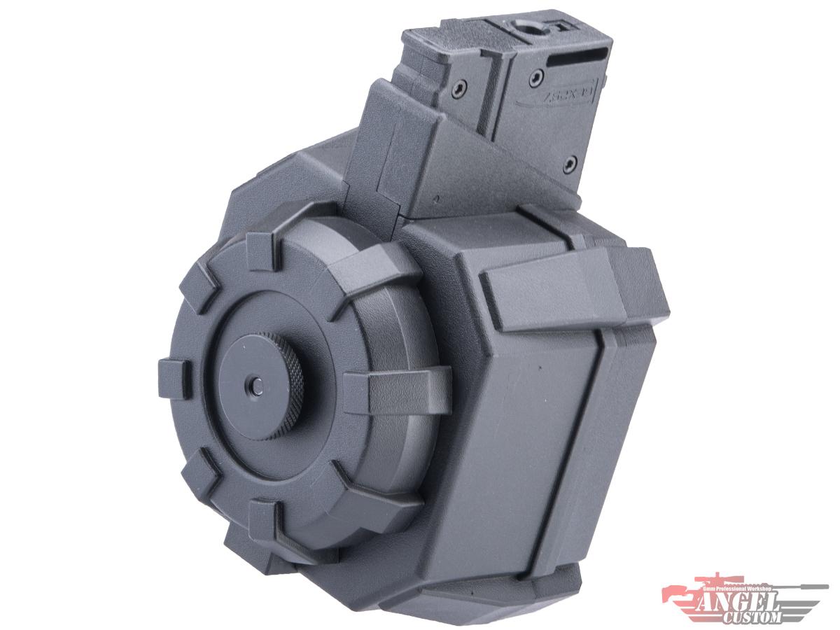 Pre-Order ETA April 2025 Angel Custom 2000 Round BLOK Thunderstorm Airsoft AEG Drum Flashmag (Color: Black / AR47 Adapter)