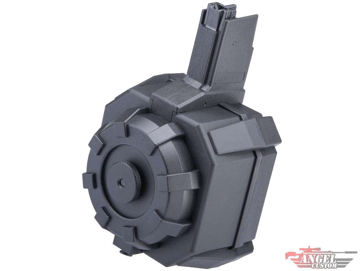 Angel Custom 2000 Round BLOK Firestorm Airsoft AEG Drum Flashmag (Color: Black / Scorpion EVO Adapter)