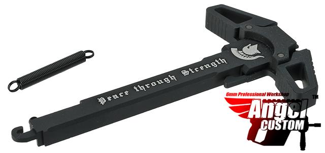 Angel Custom Swift Charging Handle for AR-15 M4 M16 Airsoft AEG Rifles (Model: Black / Peace Through Strength)