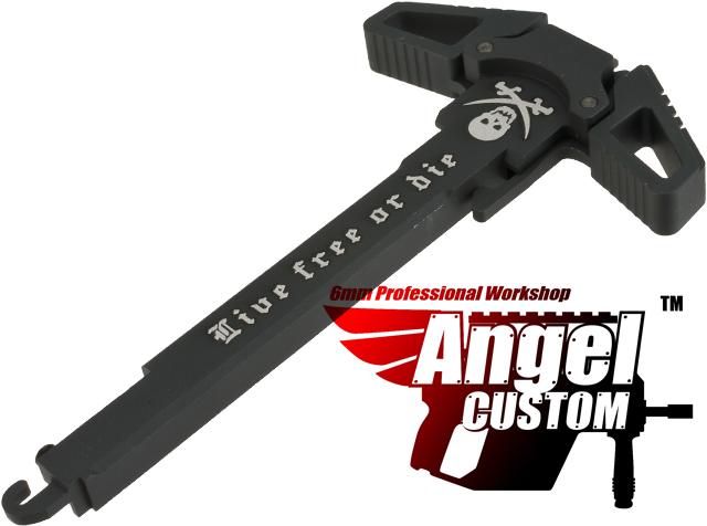 Angel Custom Swift Charging Handle for AR-15 M4 M16 Airsoft AEG Rifles (Model: Black / Live Free or Die)