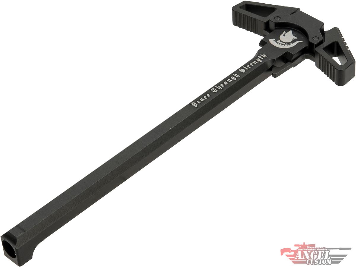 Angel Custom Swift Charging Handle for AR-15 M4 M16 Airsoft Gas Blowback Rifles (Model: Black / Peace Through Strength)