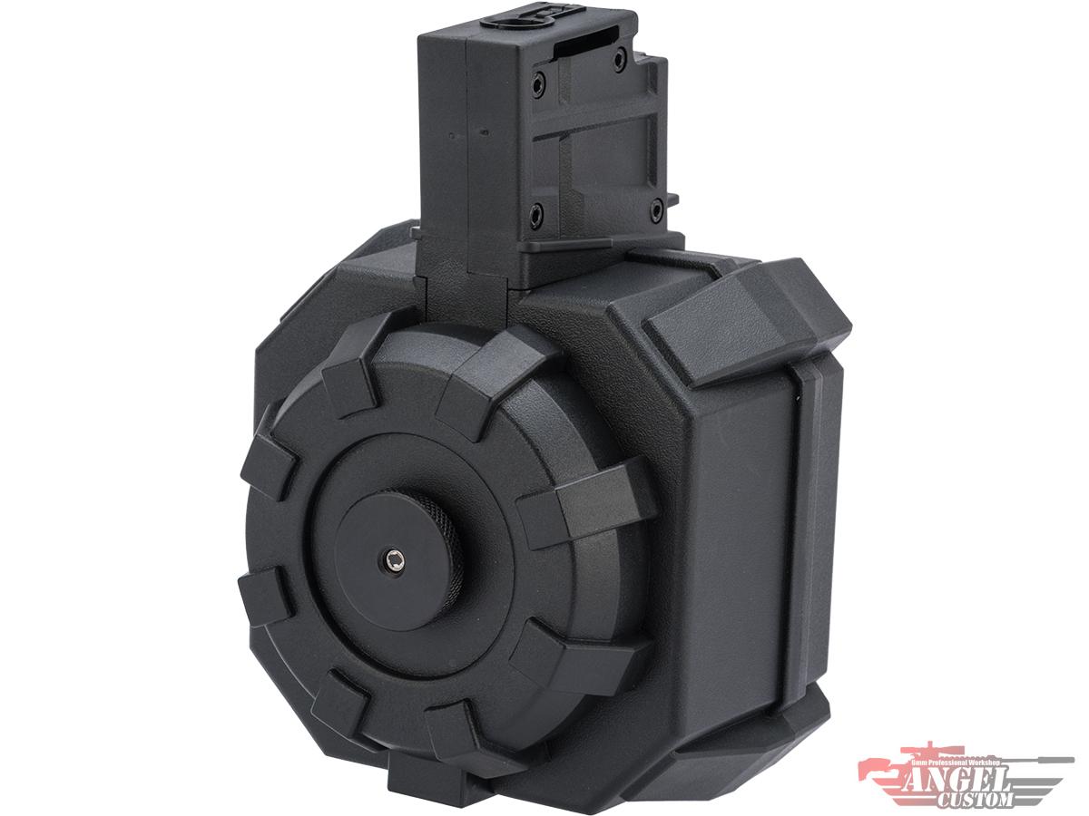 Pre-Order ETA April 2025 Angel Custom 2000 Round BLOK Thunderstorm Airsoft AEG Drum Flashmag (Color: Black / G36 Adapter)