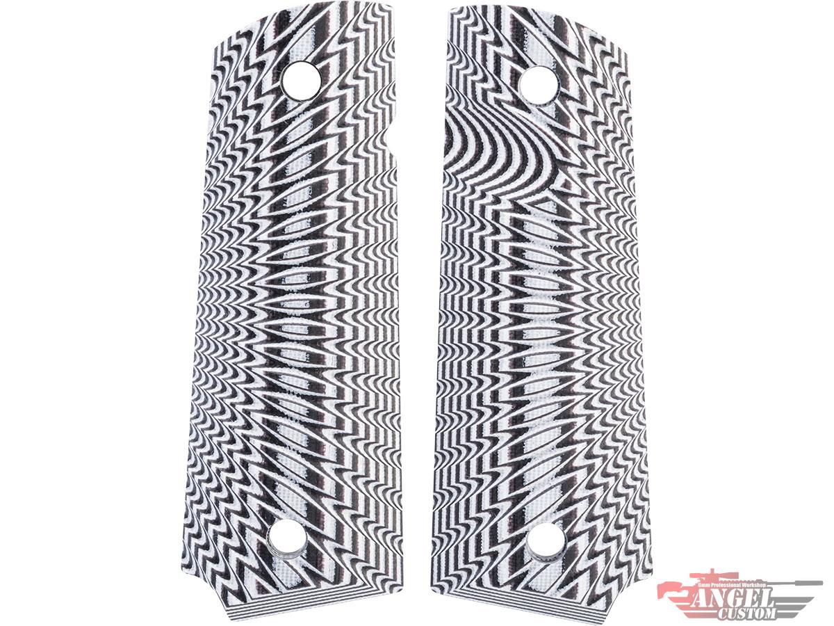 Angel Custom CNC G10 M1911 Pistol Grip Set for 1911 Gas Blowback Pistols (Model: Eagle Wing Texture / Black/White)