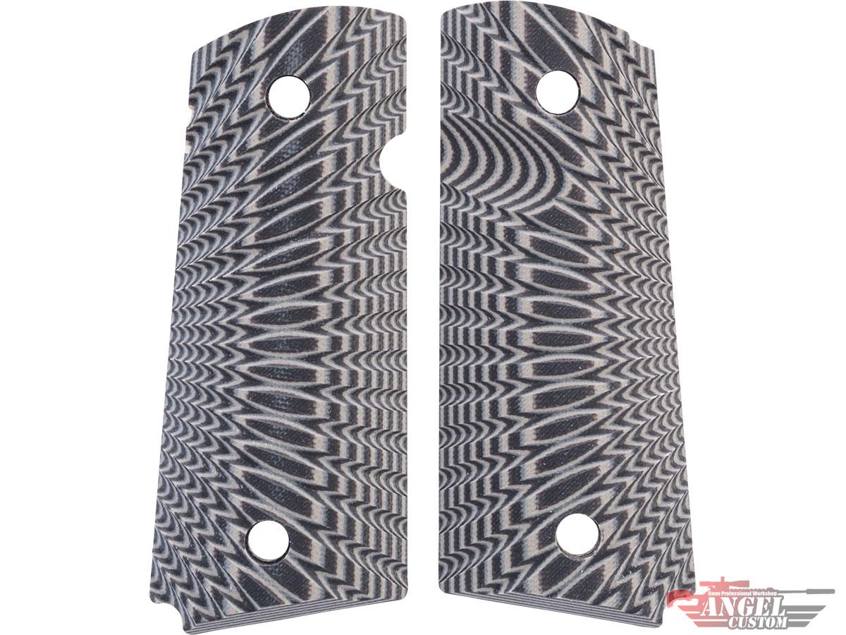 Angel Custom CNC G10 Pistol Grip Set for V10 Gas Blowback Pistols (Model: Eagle Wing Texture / Black/Grey)