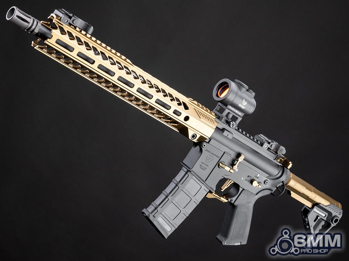 6mmProShop Strike Industries Licensed Sentinel M4 Airsoft AEG Rifle by E&C (Color: Flat Dark Earth / 13.5 GRIDLOK LITE / 400FPS)