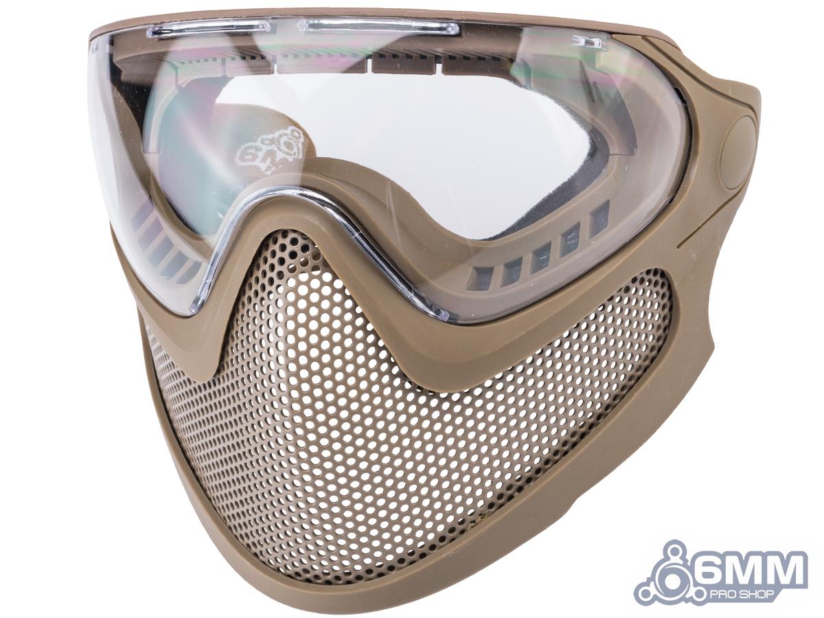 6mmProShop Pilot Face Mask w/ Steel Mesh Lower Face Protection (Color: Tan / Large)