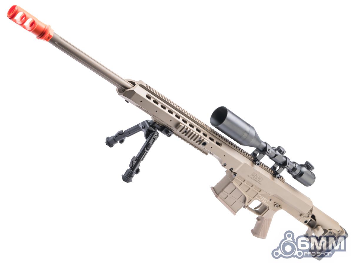 Barrett Licensed MRAD w/ Folding Stock Airsoft Spring Powered Sniper Rifle by 6mmProShop (Color: Tan)