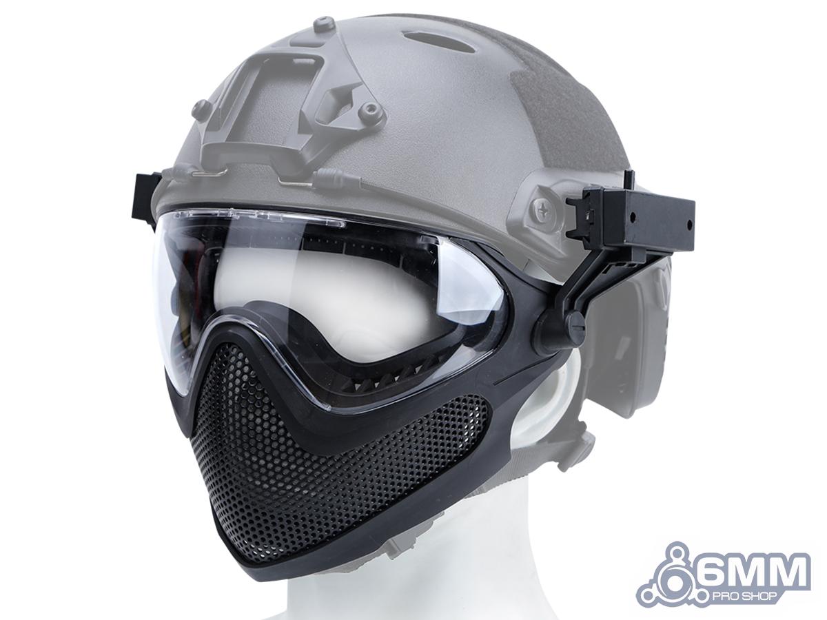6mmProShop Pilot Face Mask w/ Steel Mesh Lower Face Protection (Color:  Black)