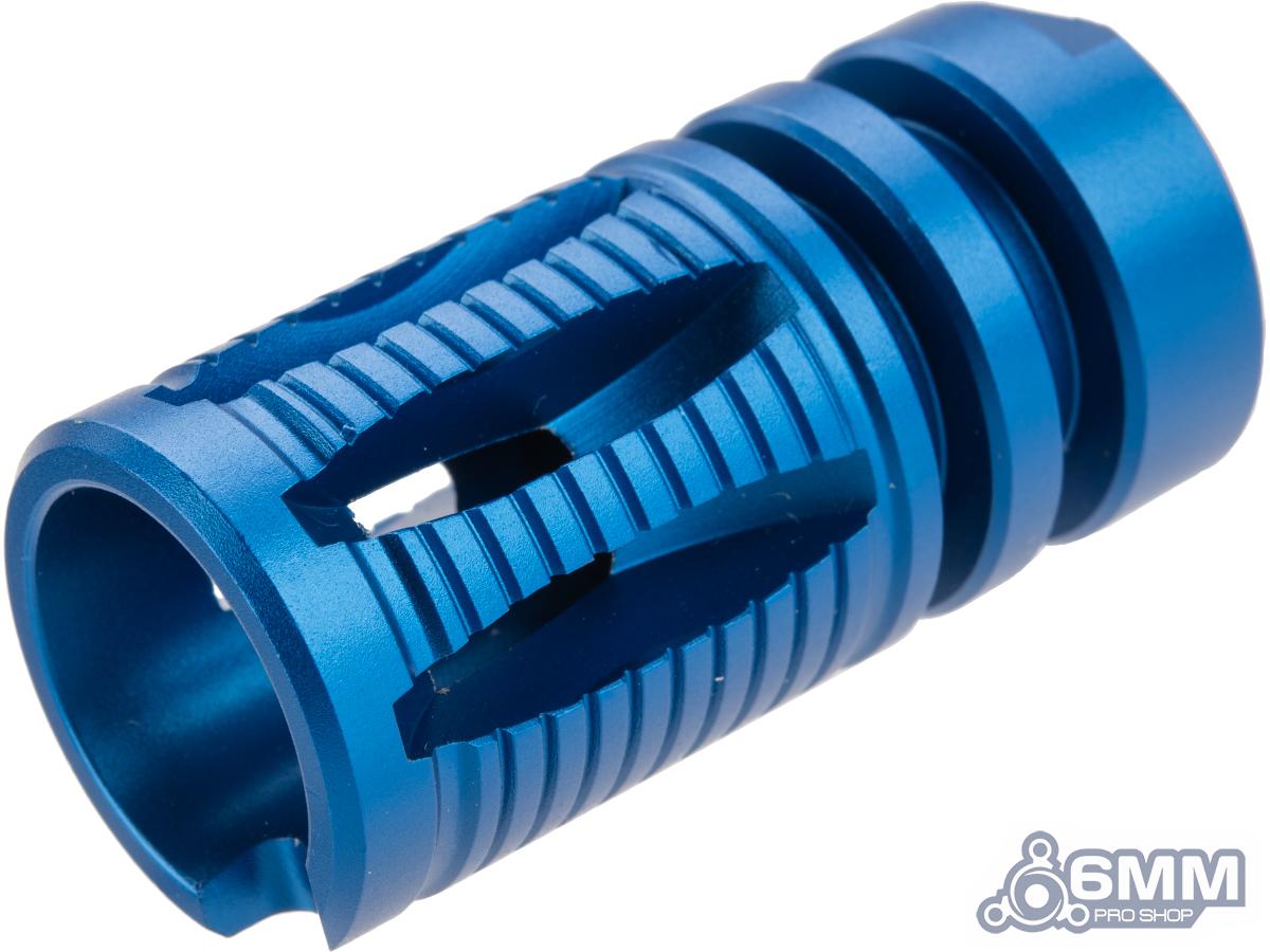 6mmProShop QD Suppressor Style Flash Hider for Airsoft Rifles (Color: Blue / 14mm Negative)