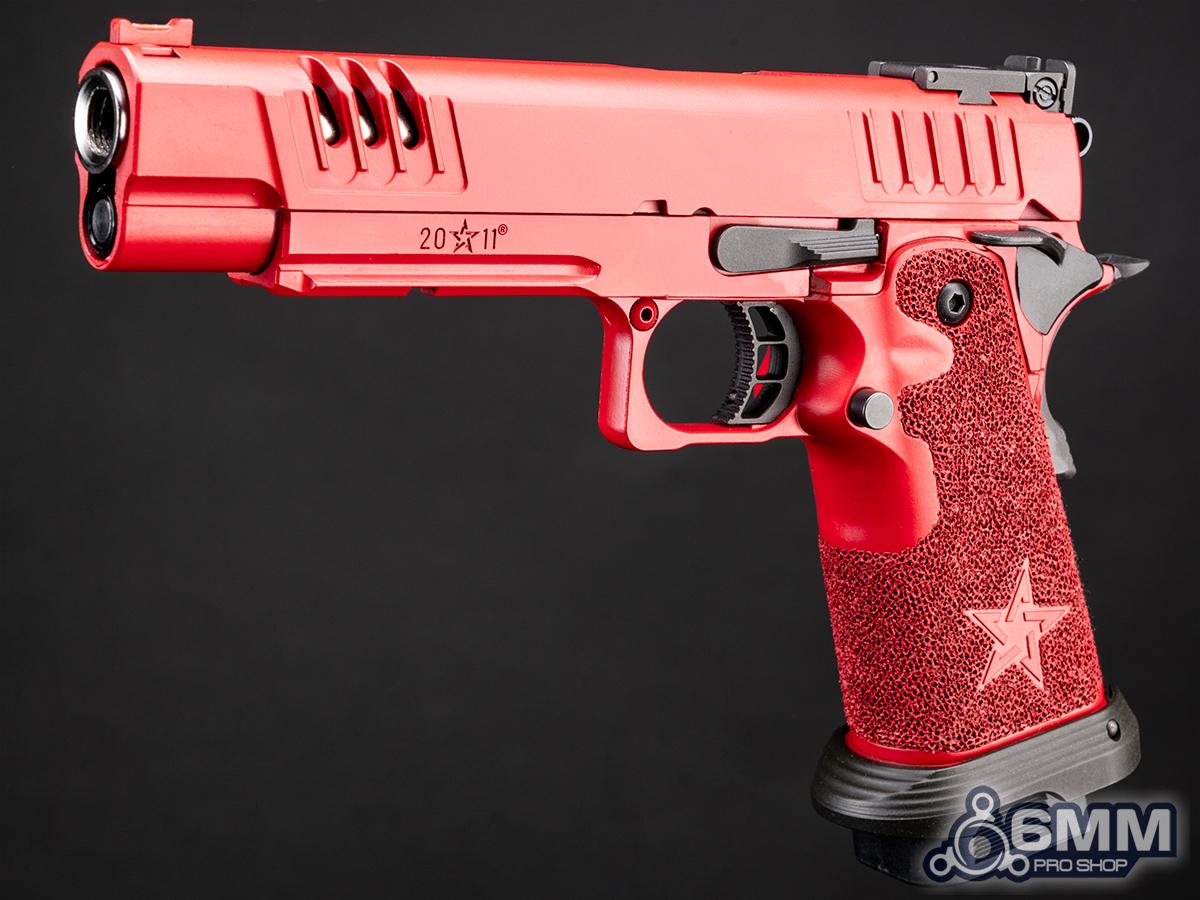 6mmProShop Staccato Licensed XL 2011 Gas Blowback T8 Airsoft Pistol w/ Custom Cerakote (Color: Red / Green Gas)