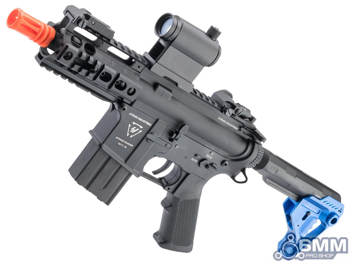 6mmProShop Strike Industries Licensed Raider M4 Airsoft AEG Rifle w/ CNC Strike Pit Stock (Color: Black / Blue Stock)