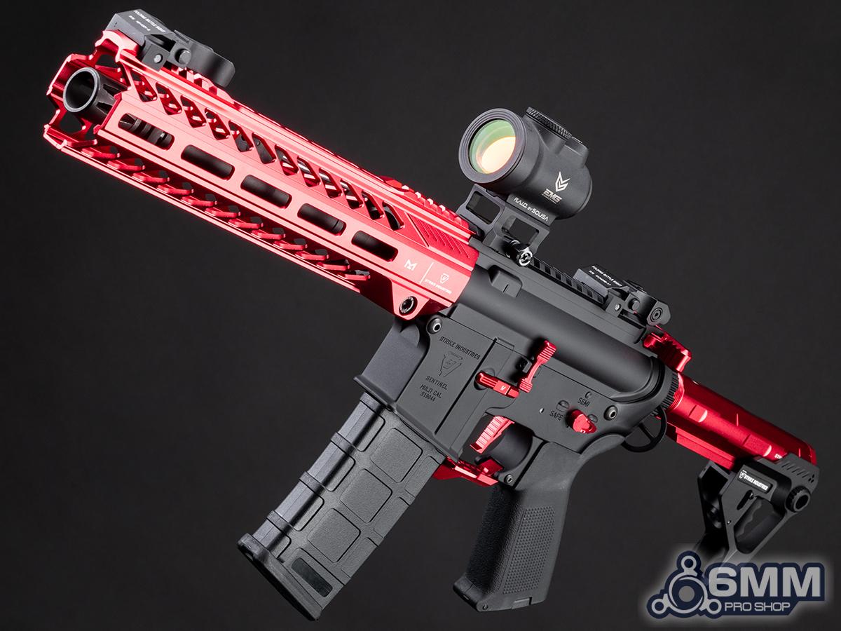 6mmProShop Strike Industries Licensed Sentinel M4 Airsoft AEG Rifle by E&C (Color: Red / 10 GRIDLOK LITE / 350FPS)