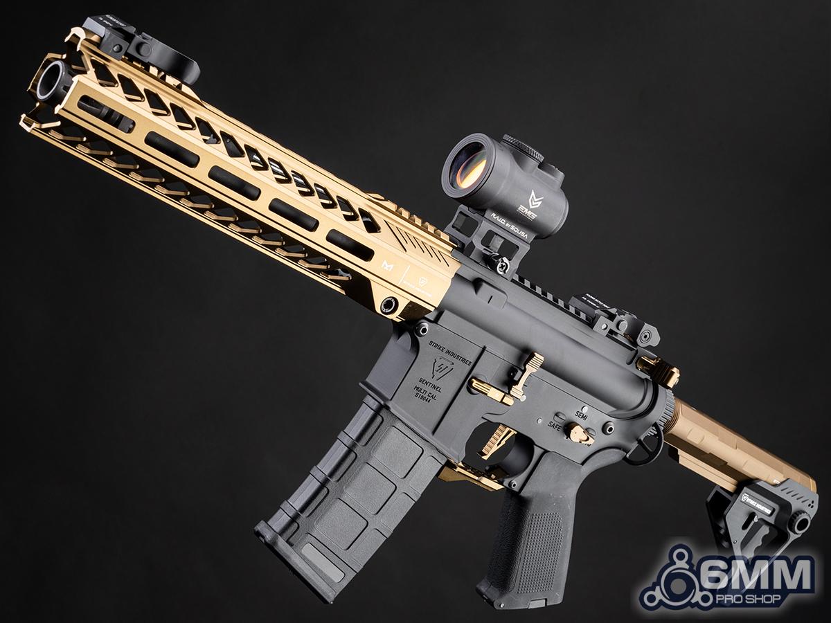 6mmProShop Strike Industries Licensed Sentinel M4 Airsoft AEG Rifle by E&C (Color: Flat Dark Earth / 10 GRIDLOK LITE / 350FPS)