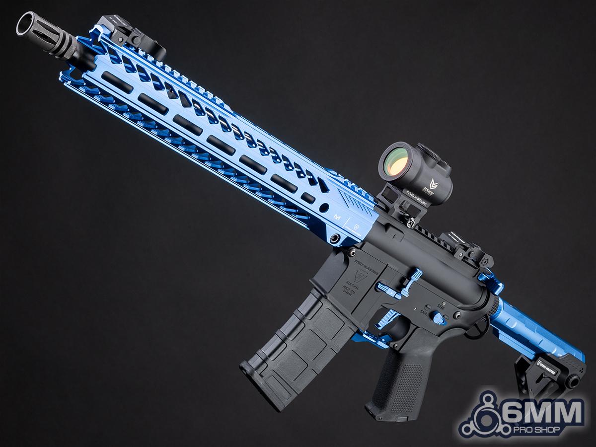 6mmProShop Strike Industries Licensed Sentinel M4 Airsoft AEG Rifle by E&C (Color: Blue / 13.5 GRIDLOK LITE / 400FPS)