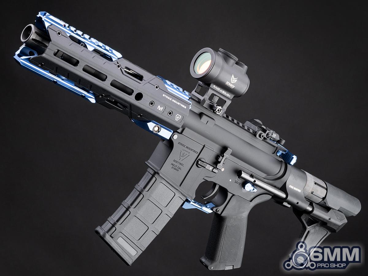 6mmProShop Strike Industries Licensed M4 Airsoft AEG Rifle w/ GRIDLOK® Handguard System by E&C (Color: Blue PDW / 8.5 RIS / 350 FPS)