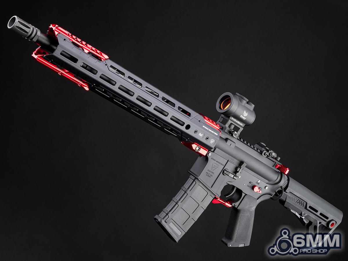 6mmProShop Strike Industries Licensed M4 Airsoft AEG Rifle w/ GRIDLOK® Handguard System by E&C (Color: Red Carbine / 15 RIS / 400 FPS)