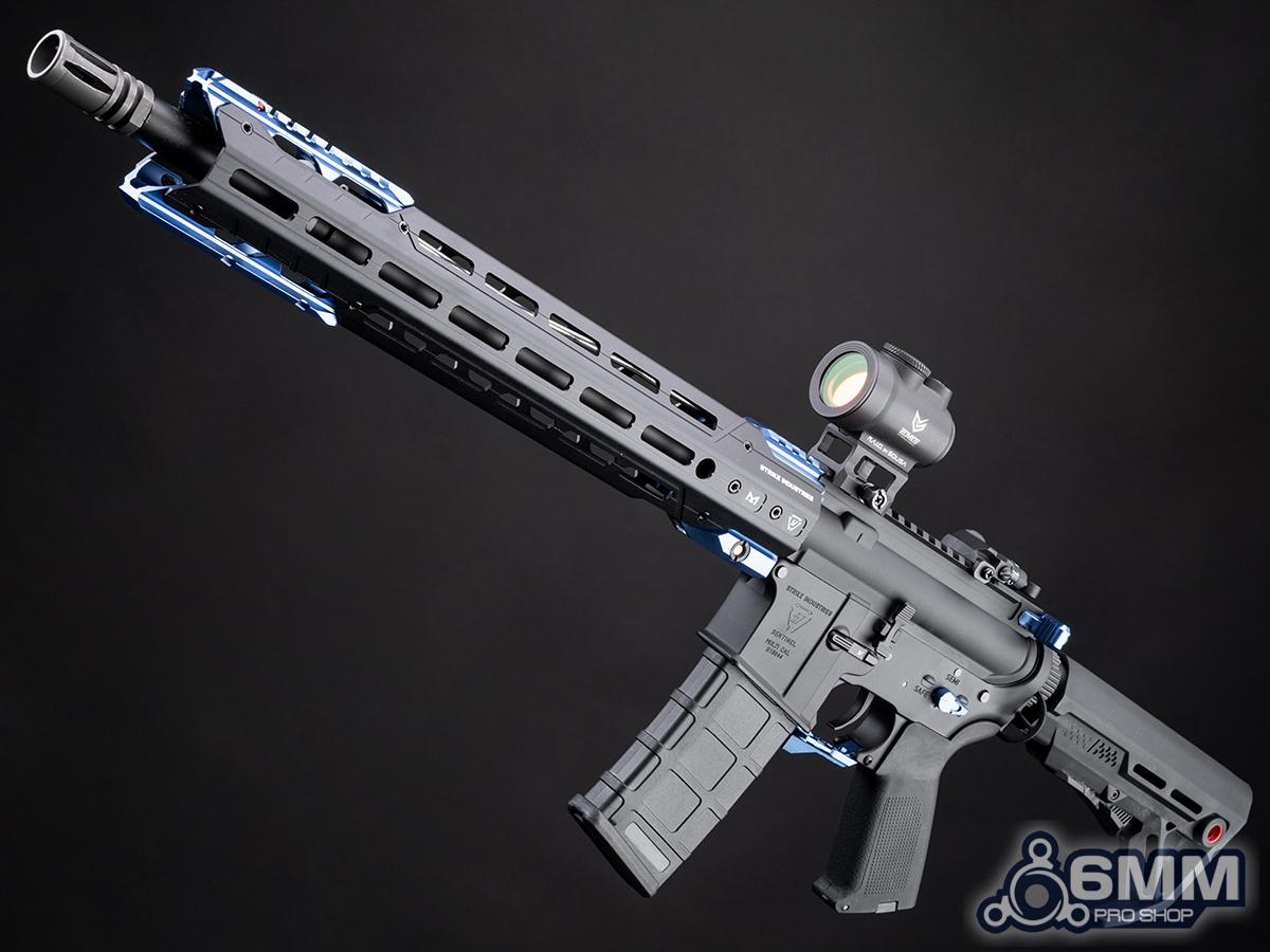 6mmProShop Strike Industries Licensed M4 Airsoft AEG Rifle w/ GRIDLOK® Handguard System by E&C (Color: Blue Carbine / 15 RIS / 400 FPS)