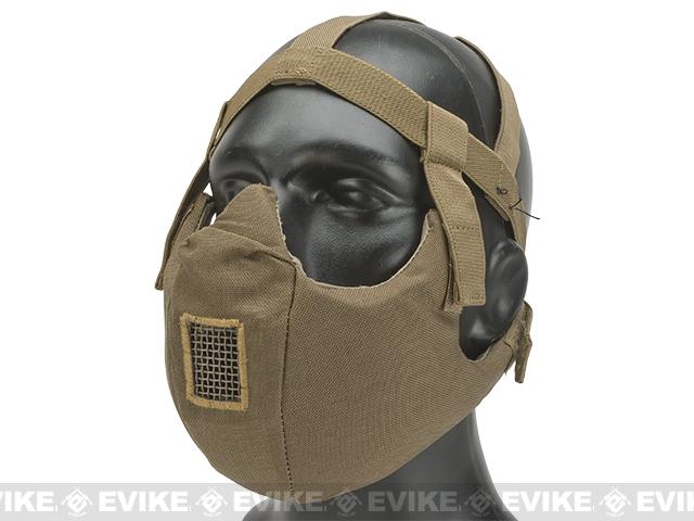 6mmProShop V5 Breathable Padded Dual Layered Nylon Half Face Mask w/ Bump Helmet Straps (Color: Tan)