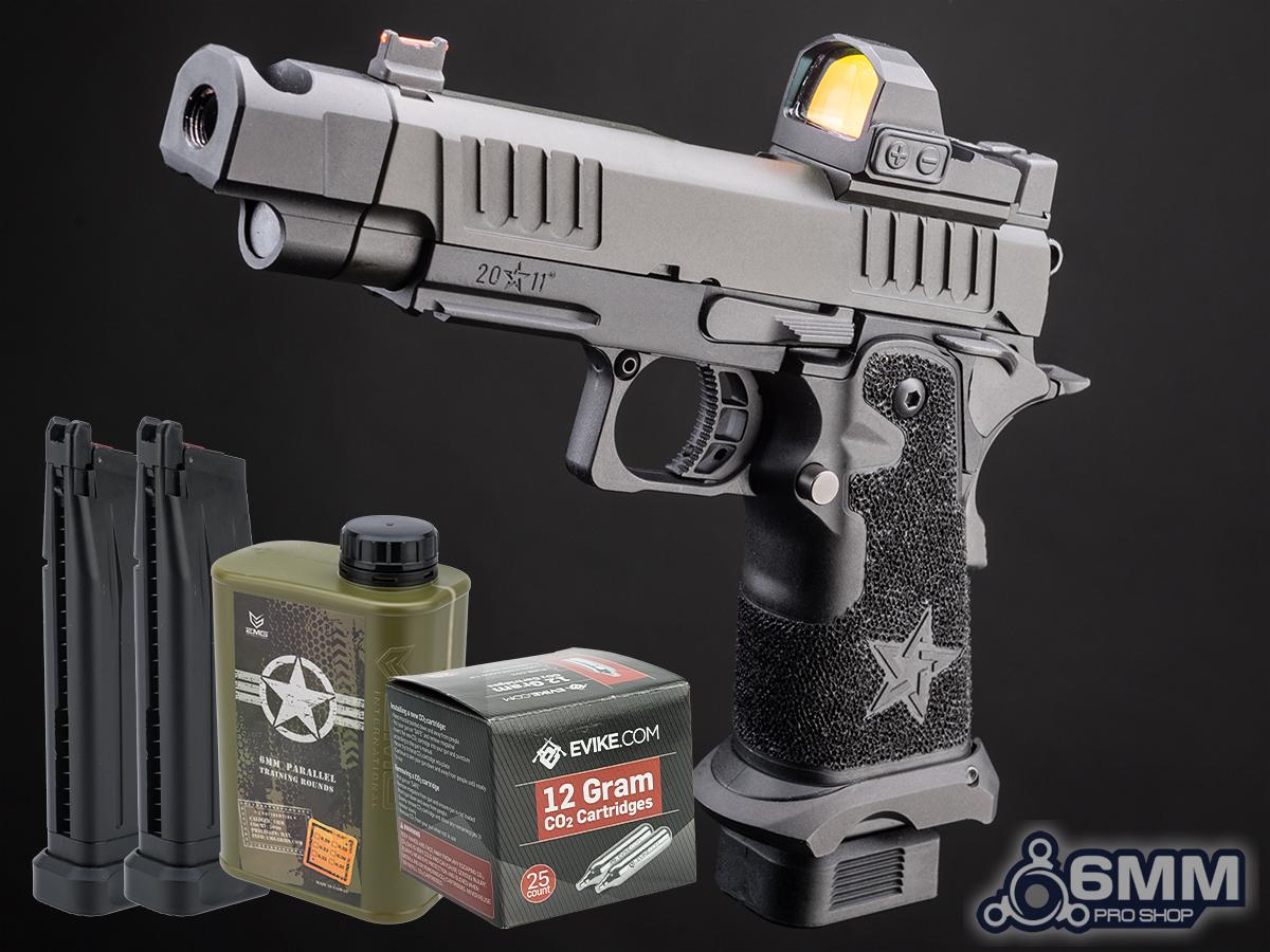 6mmProShop Staccato Licensed C2 COMP SOC 2011 Gas Blowback T8 Airsoft Pistol w/ Muzzle Compensator (Model: CO2 / Reload Package)