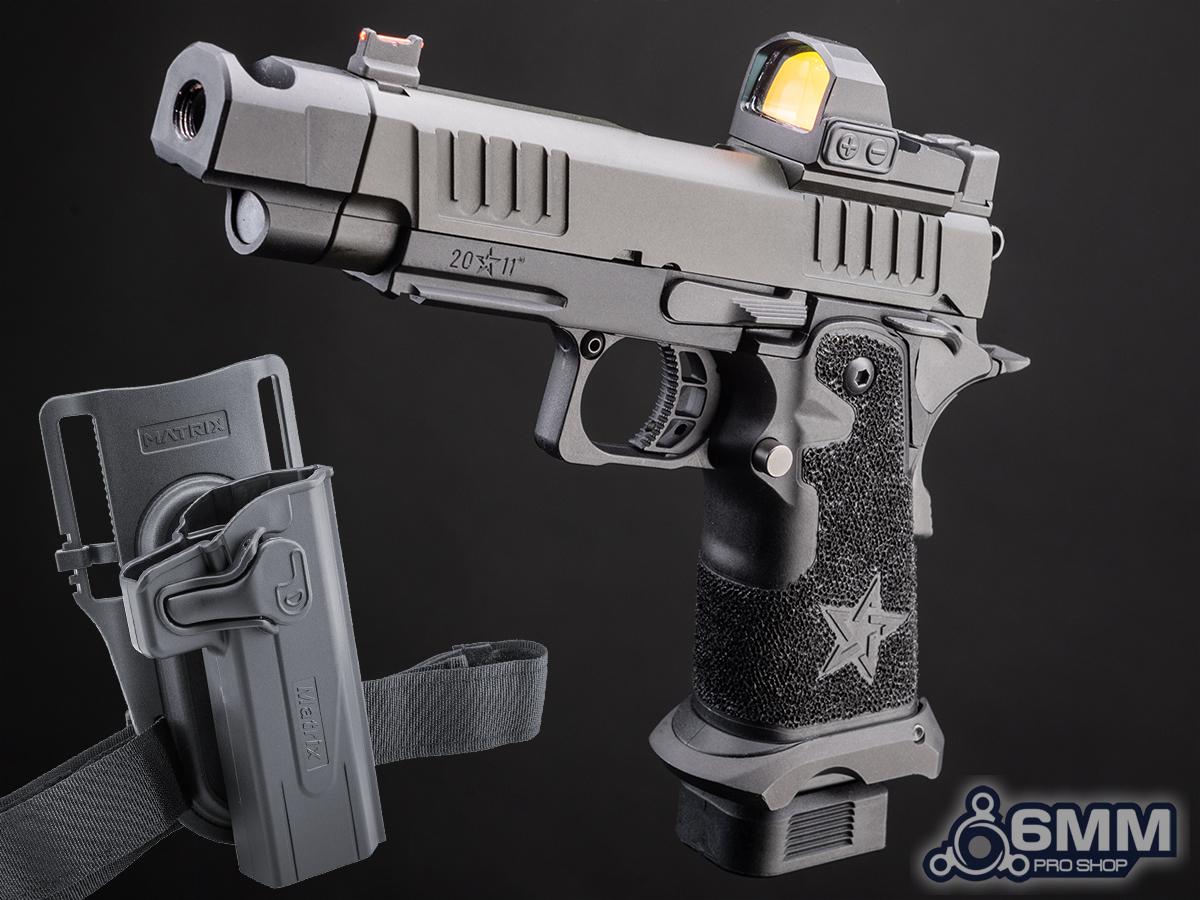 6mmProShop Staccato Licensed P COMP SOC 2011 Gas Blowback T8 Airsoft Pistol w/ Muzzle Compensator (Model: Green Gas / Add Holster)