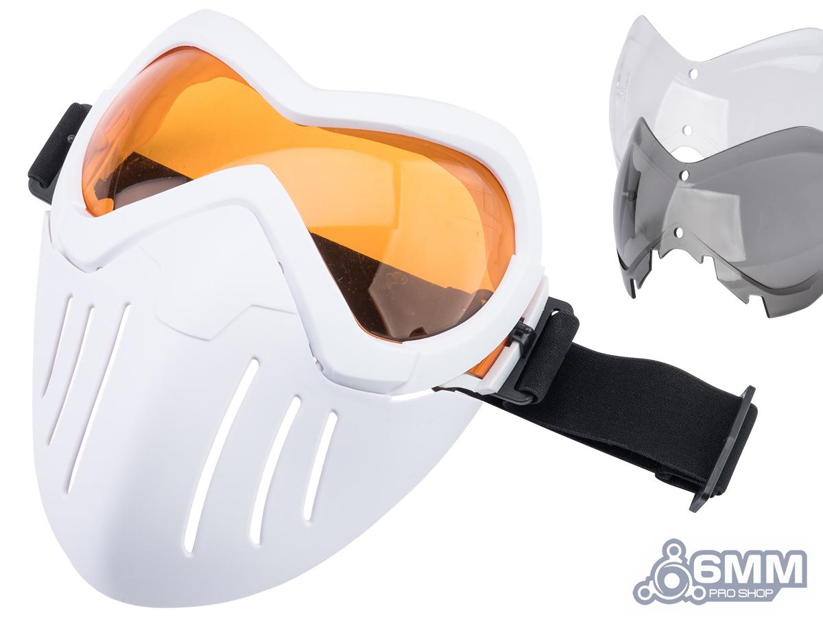 6mmProShop Slipstream Goggle & Lower Face Shield Face Mask (Color: White Frame / Full Lens Kit)