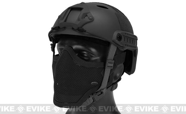 6mmProShop Bump Type Tactical Airsoft Helmet w/ Gen.1 Strike Mask (Type: PJ / Advanced / Black)