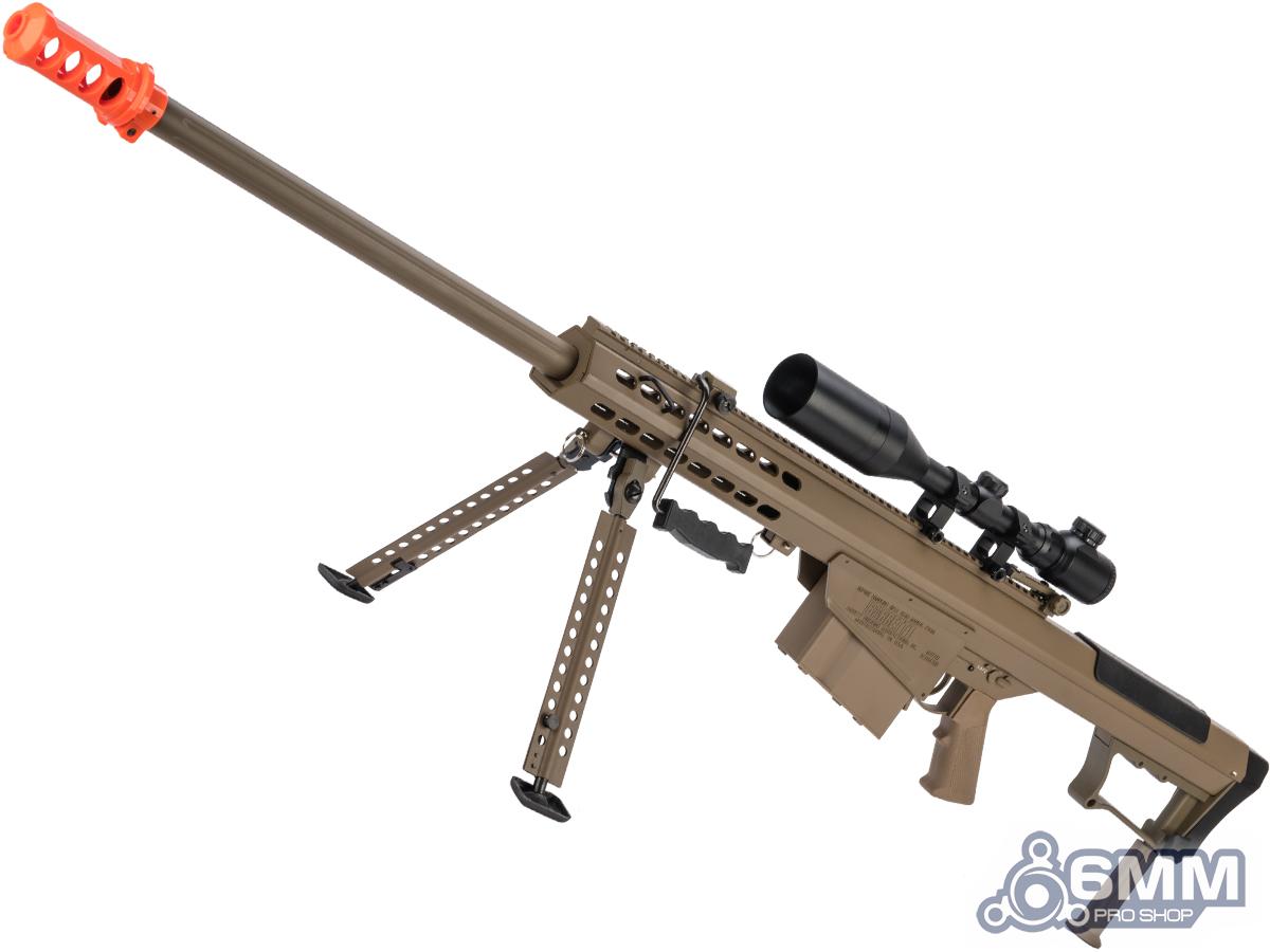 6mmProShop Barrett Licensed M107A1 Bolt Action Powered Airsoft Sniper Rifle  (Color: Tan Gun Only), Airsoft Guns, Heavy Weapons Airsoft  Superstore