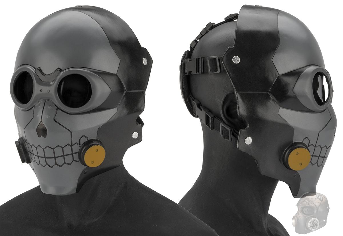 Evike.com R-Custom Fiberglass  Death Gun Full Face Mask with Smoked Lenses (Color: Matte Grey / Grey Lens)