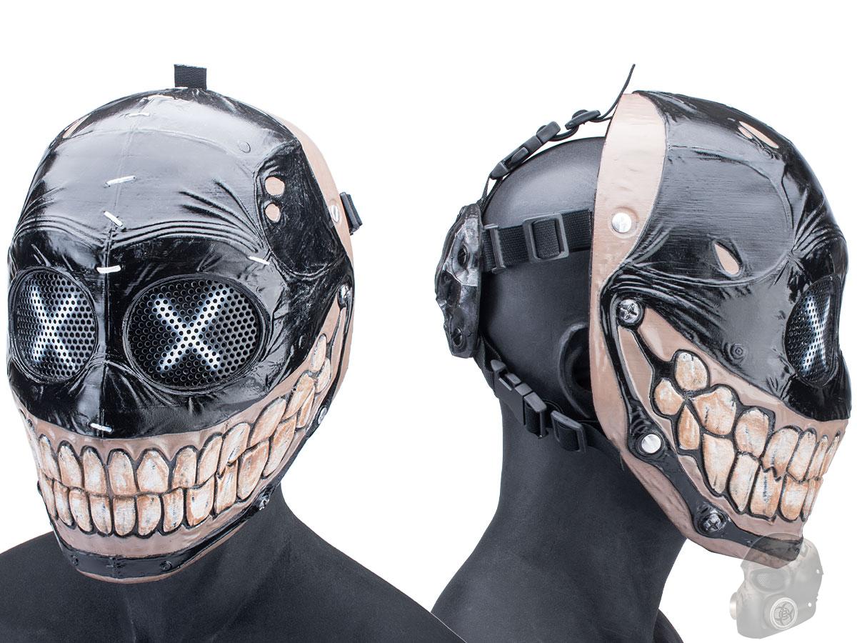 R-Custom Fiberglass Smiley Full Face Mask (Color: Black / Mesh  Lens - Large), Tactical Gear/Apparel, Masks, Custom Face Masks