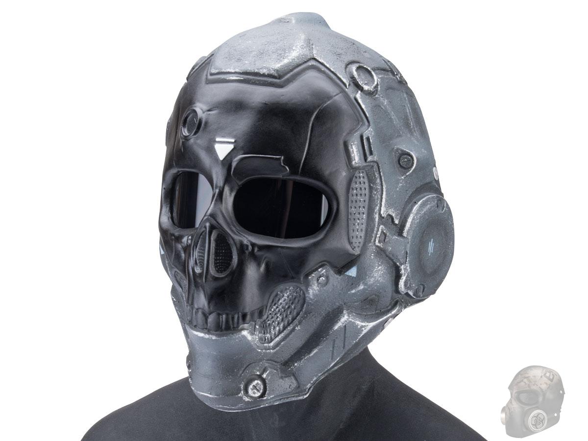 Evike.com R-Custom Fiberglass Cyberskull Full Face Mask (Color: Textured Grey / Polycarbonate Lens / Large)