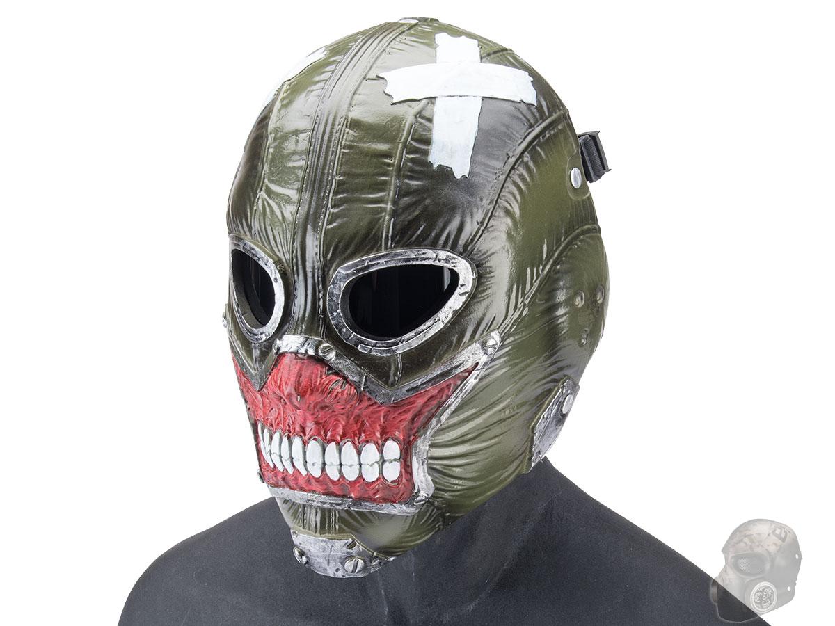 Evike.com R-Custom Fiberglass Zombie Full Face Mask (Color: Green / Polycarbonate Lens / Medium)