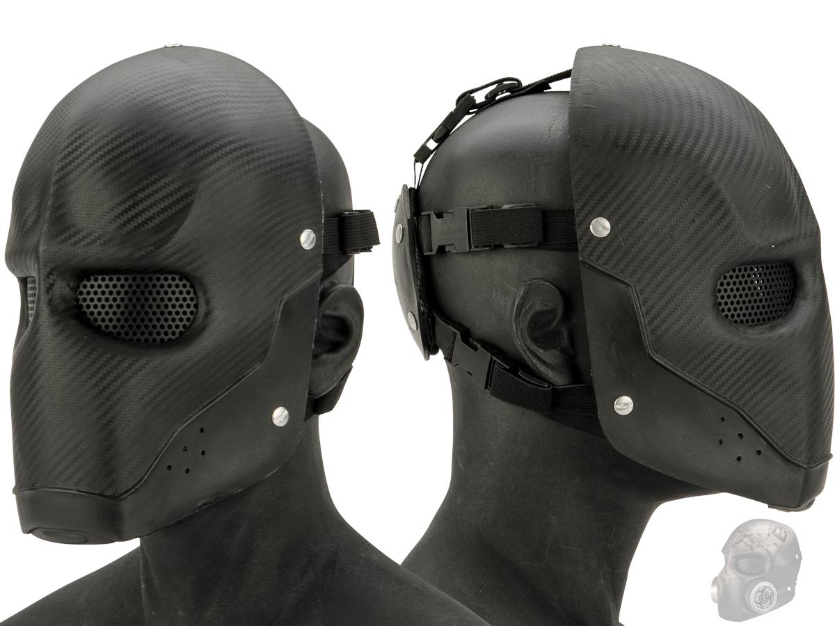 Evike.com R-Custom Fiberglass Wire Mesh Airsoft Army Mask - Carbon Fiber  Black