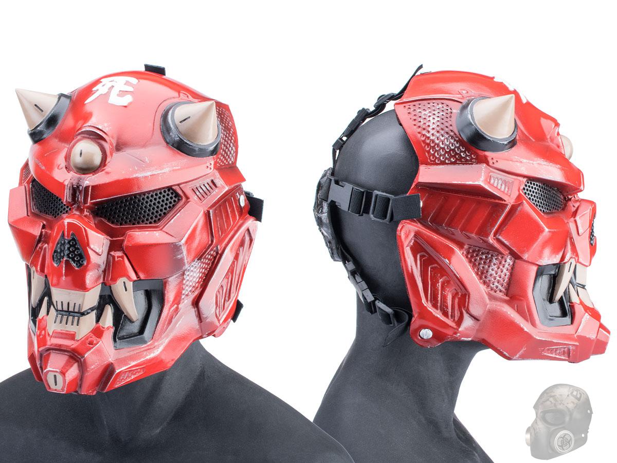 R-Custom Fiberglass Oni Full Face Mask (Color: Red / Large /  Mesh Lens), Tactical Gear/Apparel, Masks, Full Face Masks