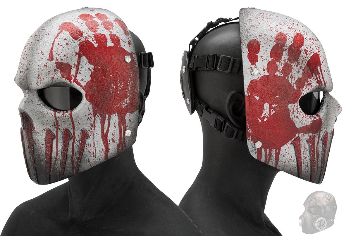 Evike.com R-Custom Fiberglass  Wraith Full Face Mask with Grey Lens (Color: Bloody Hand)