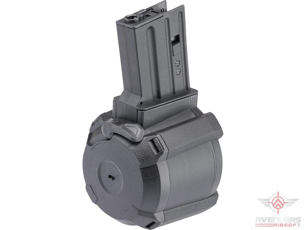 Avengers 1200 Round Electric Drum Magazine for Airsoft AEG Rifles (Model: Next Generation Recoil Shock M4 - Black  / Sound)