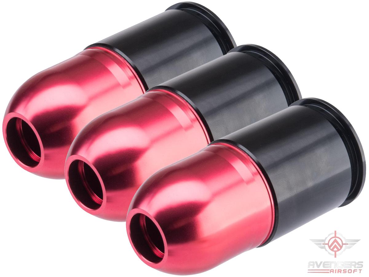 Avengers 40mm Airsoft Gas Grenade Shell (Model: 55rd Multi-Purpose / Red Polished / 3 Pack)