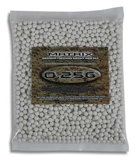 Matrix Match Grade 6mm Airsoft BBs (Color: .25g / 2000 Rounds / White)