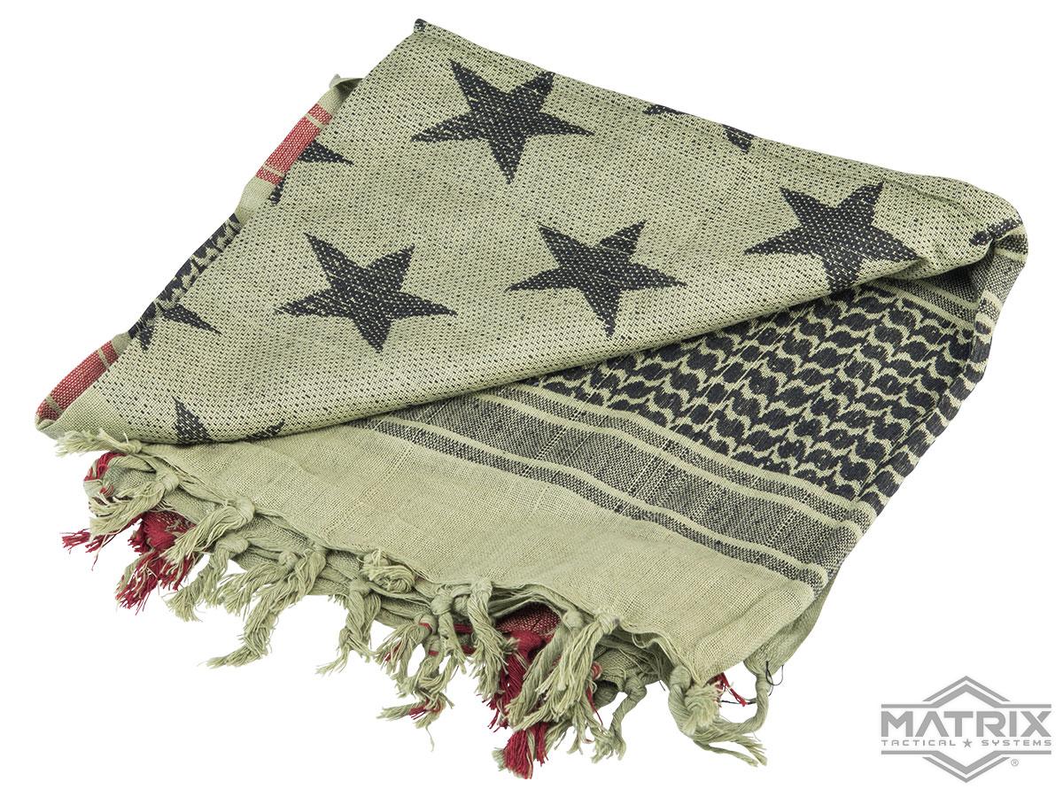 Matrix Woven Stylized Desert Shemagh / Scarves (Color: Green - Red - Black Star)