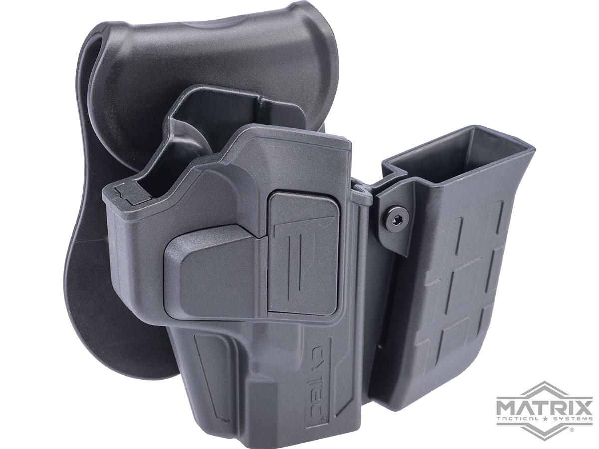 Matrix G4 Hardshell Adjustable Holster for GLOCK G19 Series Airsoft Pistols (Type: Black / Paddle Attachment / Mag Pouch)