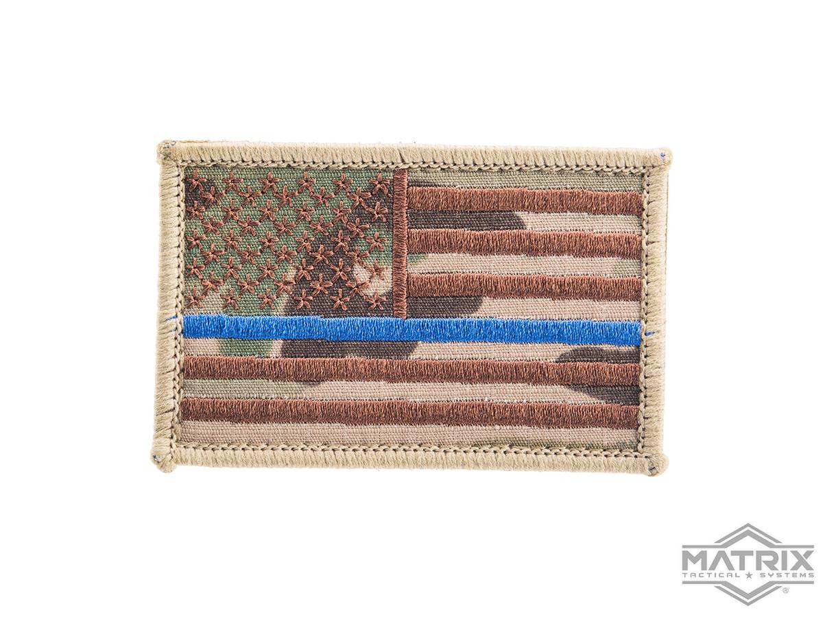 Matrix Thin Blue Line Embroidered Flag Patch (Color: Multicam / Brown)