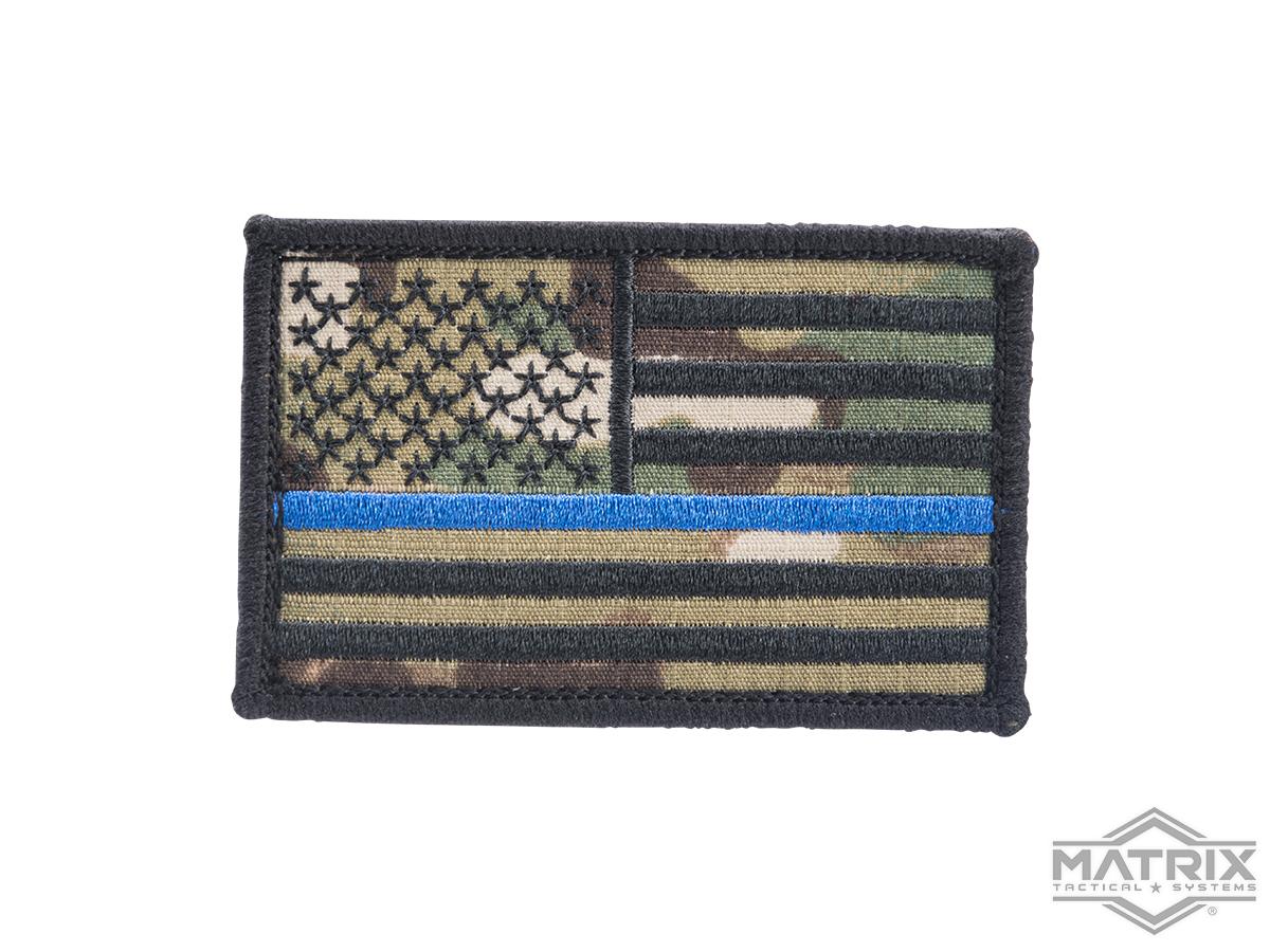 Matrix Thin Blue Line Embroidered Flag Patch (Color: Multicam / Black)