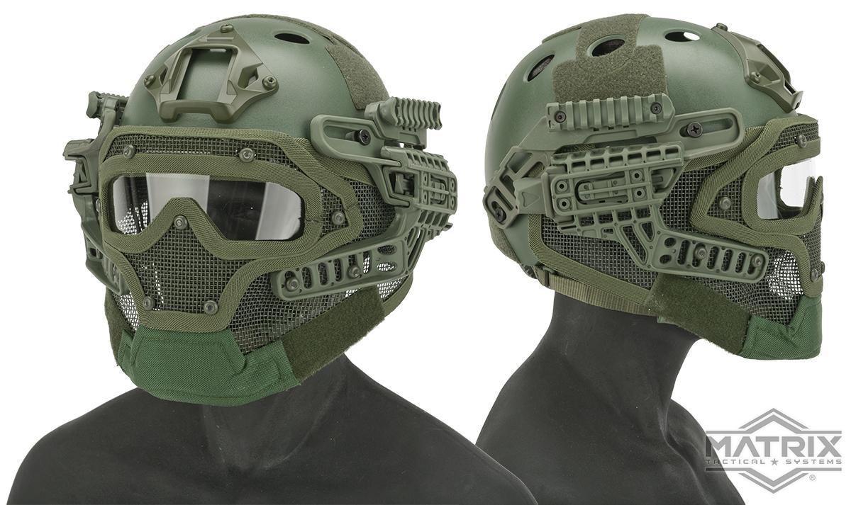 Matrix Legionnaire Full Head Coverage Helmet / Mask / Goggle Protective System (Color: OD Green)