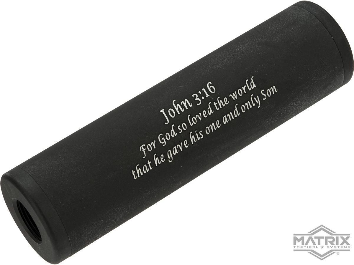 Matrix Airsoft Mock Silencer / Barrel Extension (Model: John 3:16 / 110mm)