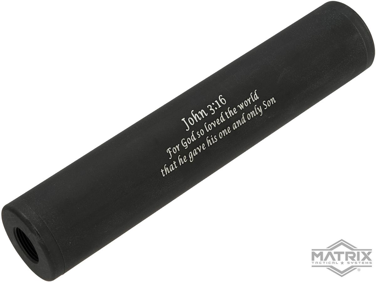 Matrix Airsoft Mock Silencer / Barrel Extension (Model: John 3:16 / 150mm)