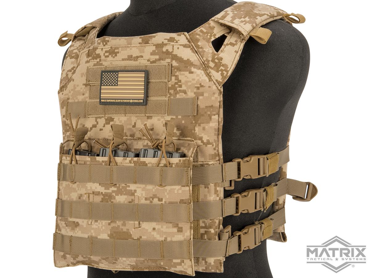 Matrix Level-1 Plate Carrier with Integrated Magazine Pouches (Color: Desert Digital)